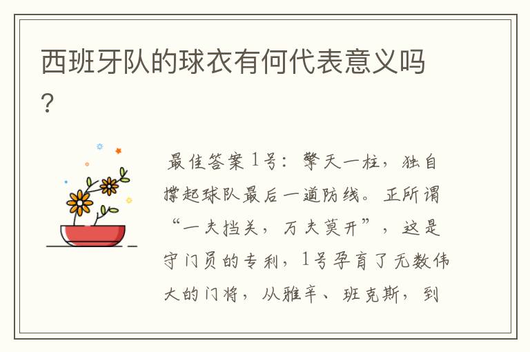 西班牙队的球衣有何代表意义吗?
