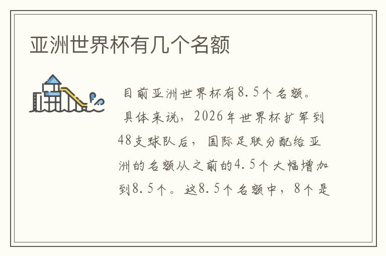 亚洲世界杯有几个名额