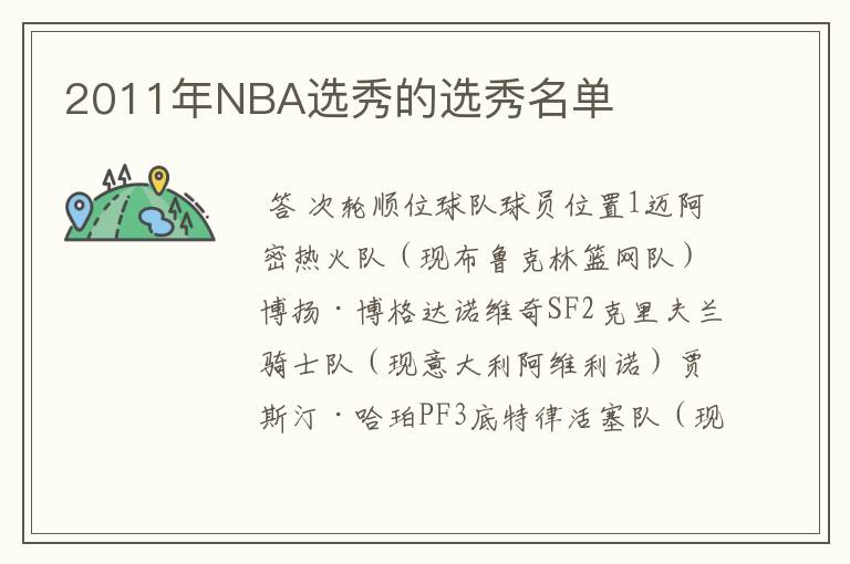 2011年NBA选秀的选秀名单