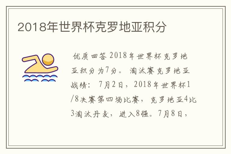 2018年世界杯克罗地亚积分