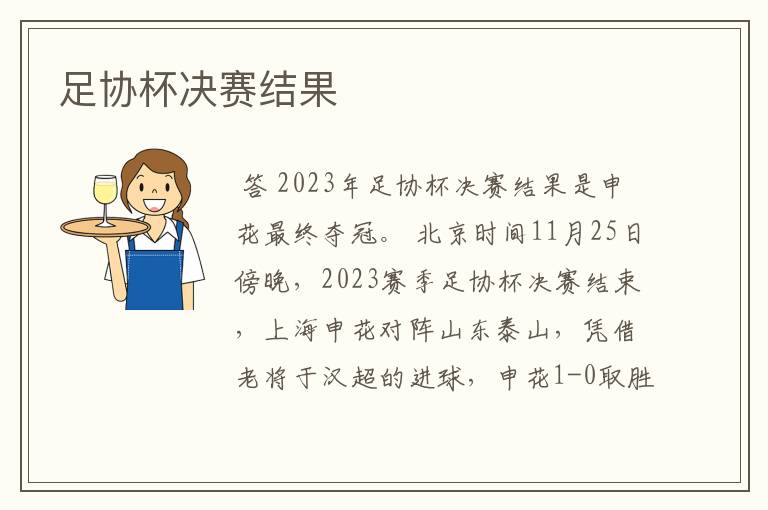 足协杯决赛结果