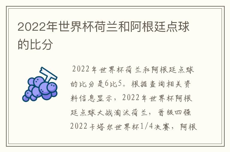 2022年世界杯荷兰和阿根廷点球的比分