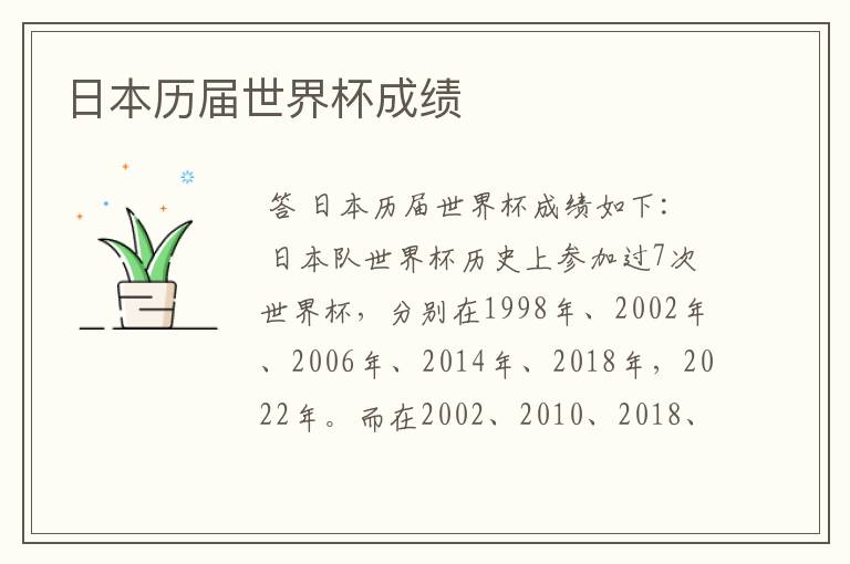 日本历届世界杯成绩