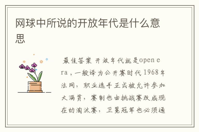 网球中所说的开放年代是什么意思