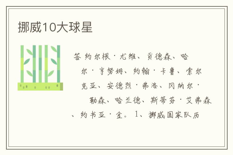 挪威10大球星