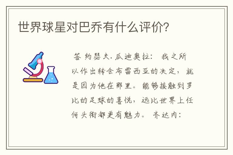 世界球星对巴乔有什么评价?