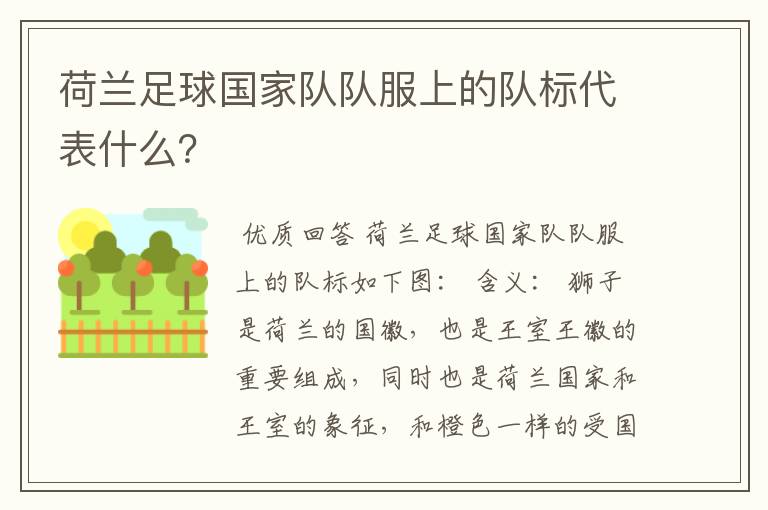 荷兰足球国家队队服上的队标代表什么？