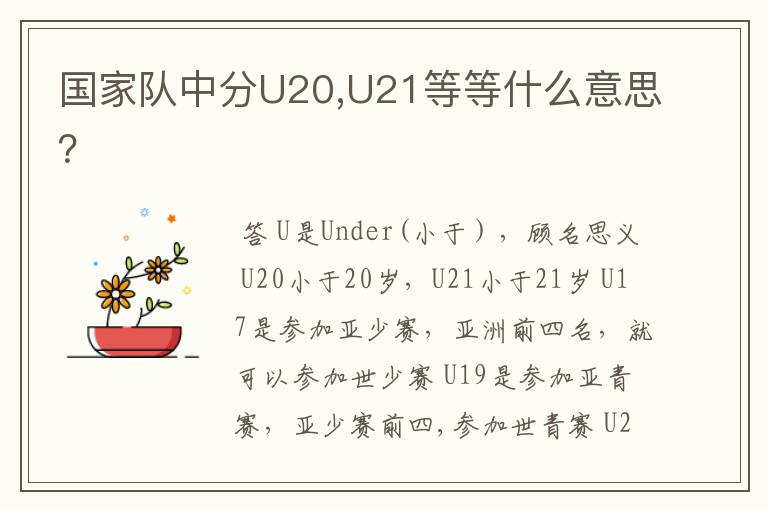 国家队中分U20,U21等等什么意思?