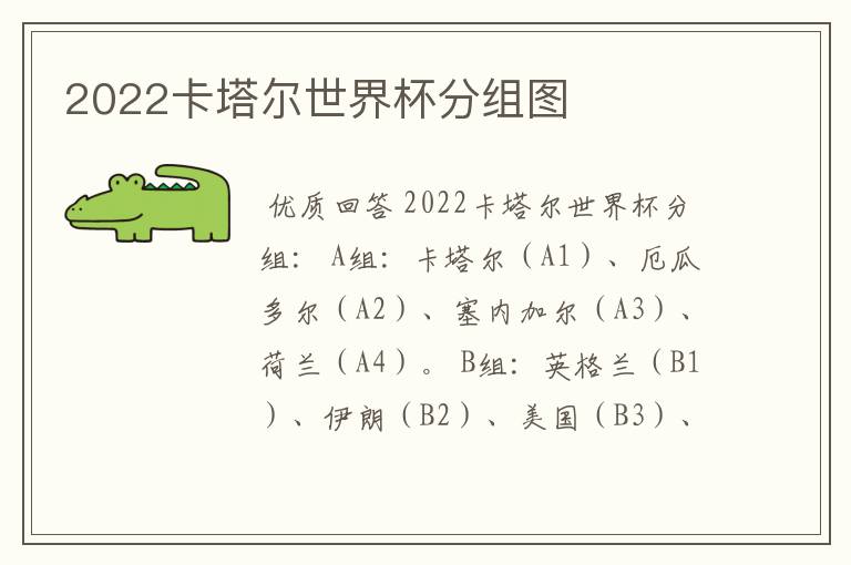 2022卡塔尔世界杯分组图