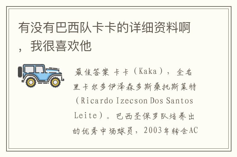 有没有巴西队卡卡的详细资料啊，我很喜欢他