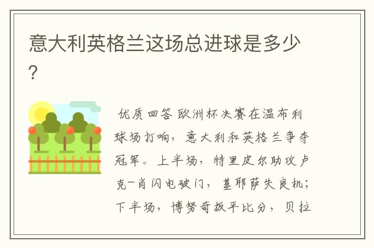 意大利英格兰这场总进球是多少？