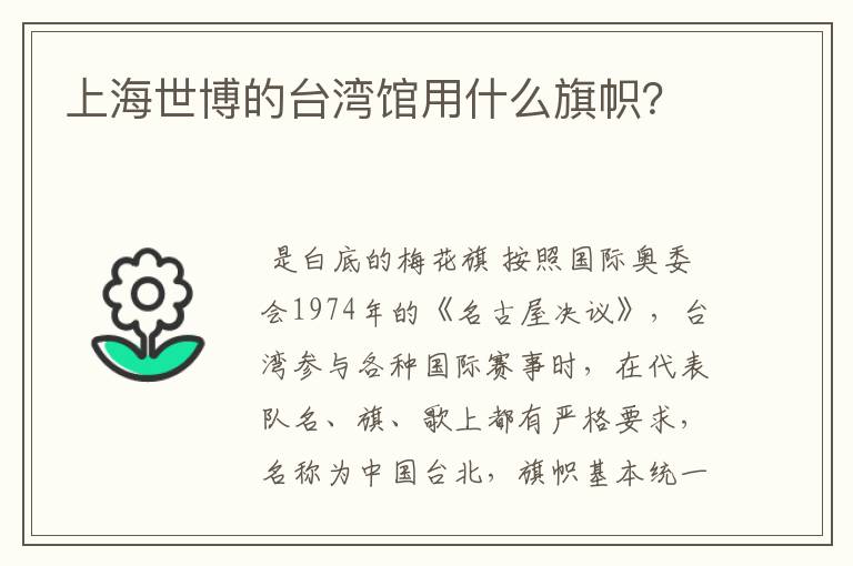 上海世博的台湾馆用什么旗帜？