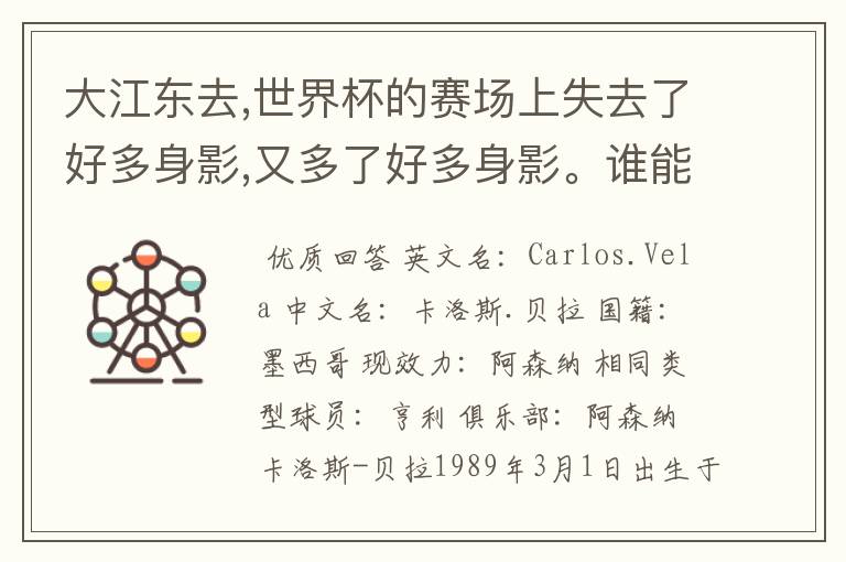 大江东去,世界杯的赛场上失去了好多身影,又多了好多身影。谁能告诉我墨西哥的中锋贝拉的信息