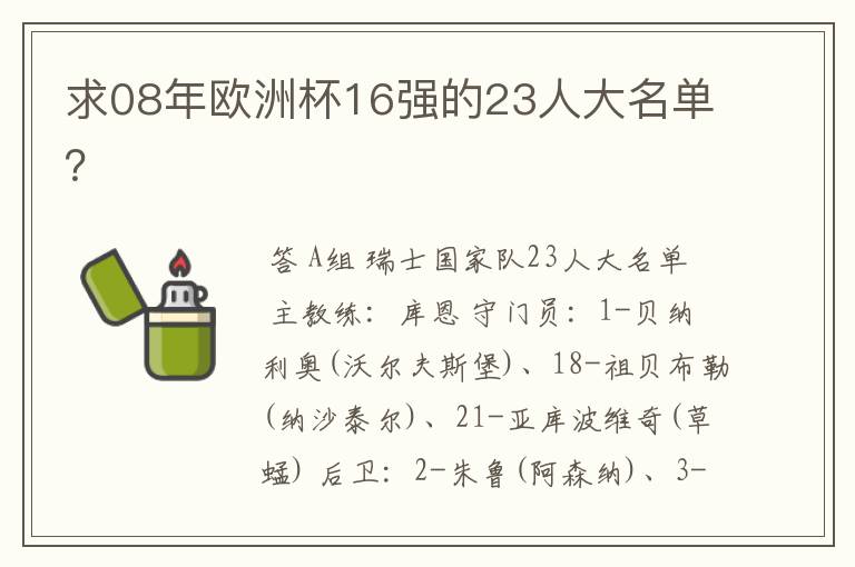 求08年欧洲杯16强的23人大名单？