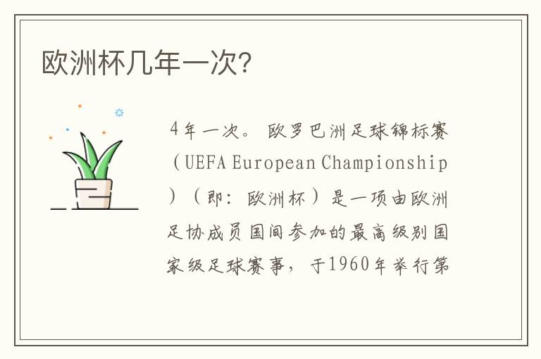 欧洲杯几年一次?