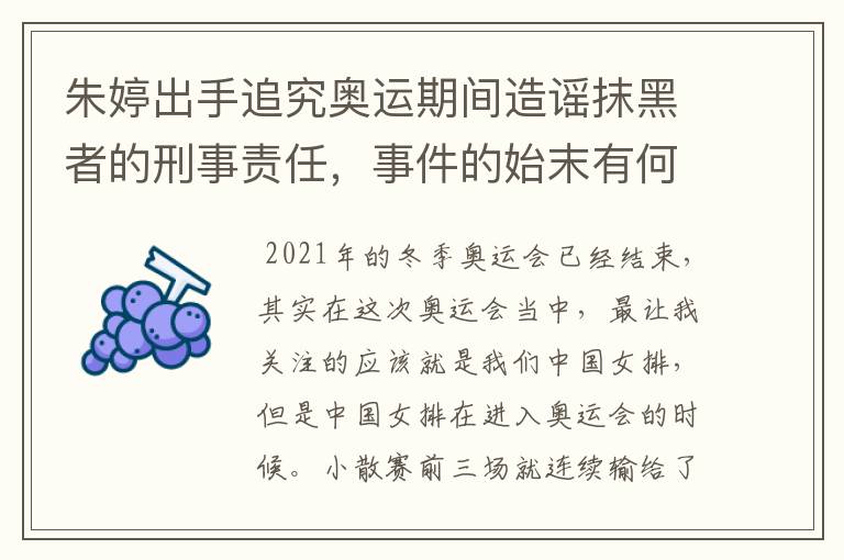 朱婷出手追究奥运期间造谣抹黑者的刑事责任,事件的始末有何细节?