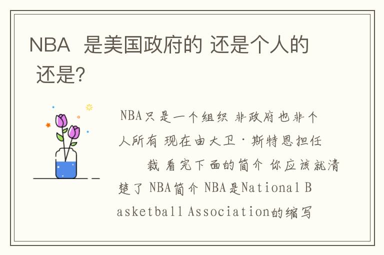 NBA 是美国政府的 还是个人的 还是?