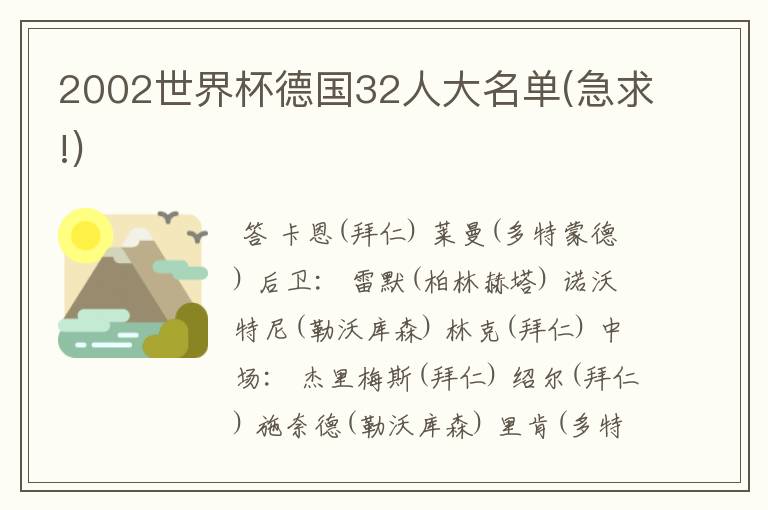 2002世界杯德国32人大名单(急求!)