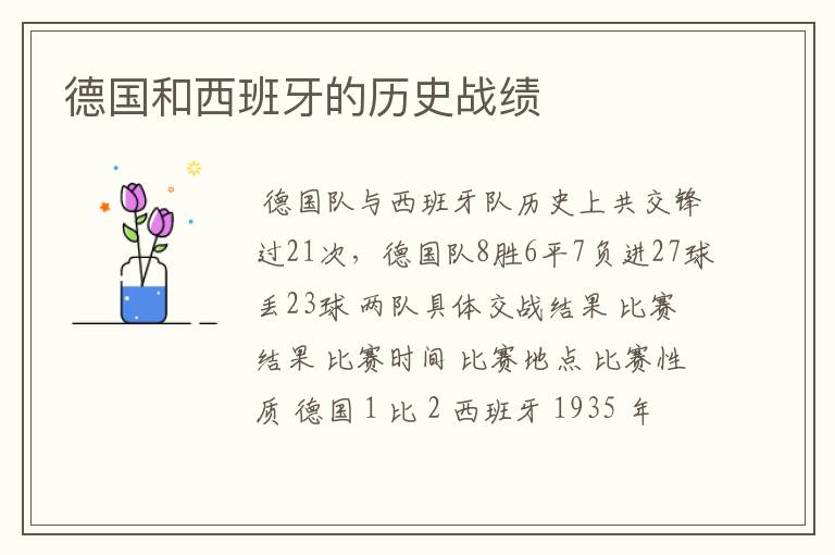 德国和西班牙的历史战绩