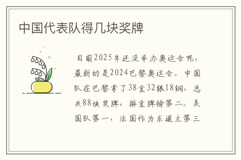 中国代表队得几块奖牌