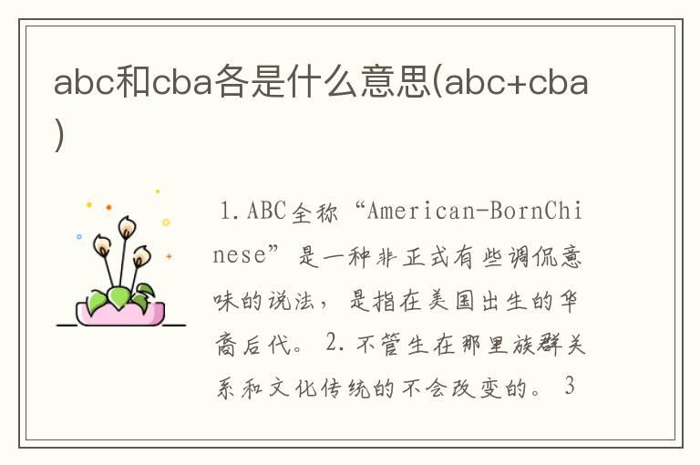 abc和cba各是什么意思(abc+cba)