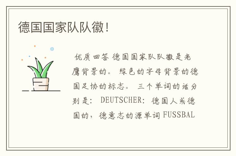 德国国家队队徽！