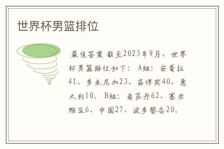 世界杯男篮排位