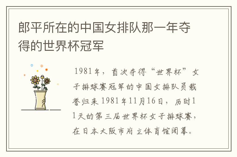 郎平所在的中国女排队那一年夺得的世界杯冠军
