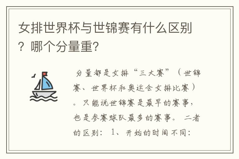 女排世界杯与世锦赛有什么区别?哪个分量重?