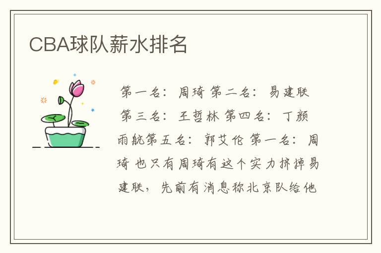 CBA球队薪水排名