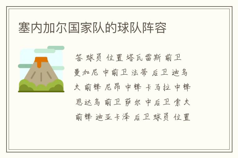 塞内加尔国家队的球队阵容