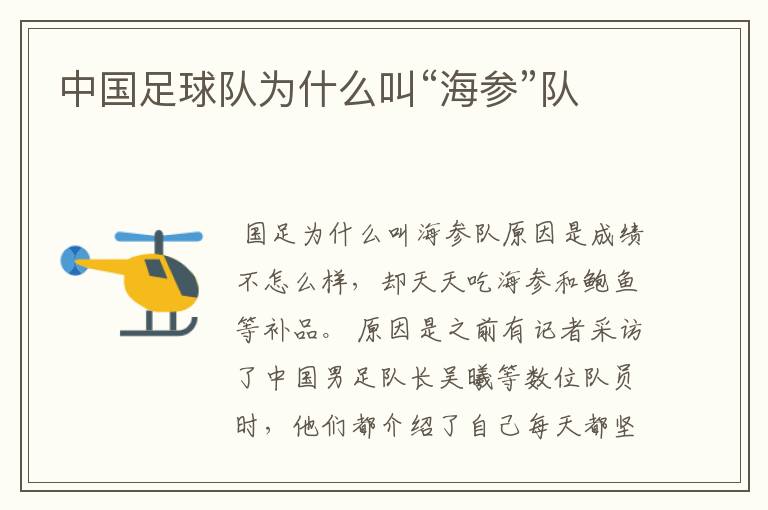 中国足球队为什么叫“海参”队