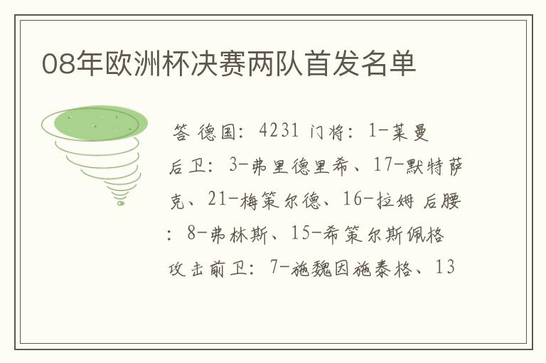 08年欧洲杯决赛两队首发名单