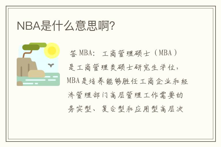 NBA是什么意思啊?