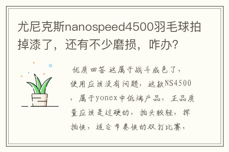 尤尼克斯nanospeed4500羽毛球拍掉漆了,还有不少磨损,咋办?
