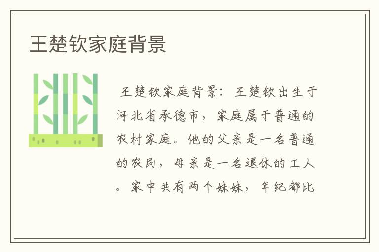 王楚钦家庭背景