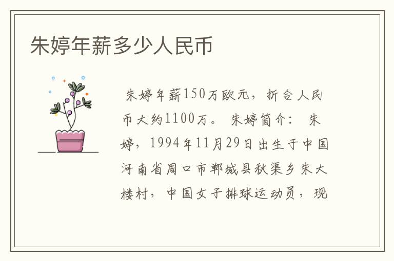 朱婷年薪多少人民币