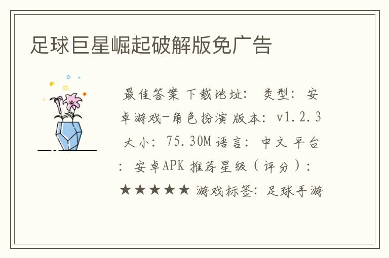 足球巨星崛起破解版免广告