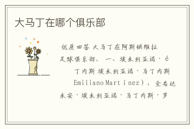 大马丁在哪个俱乐部