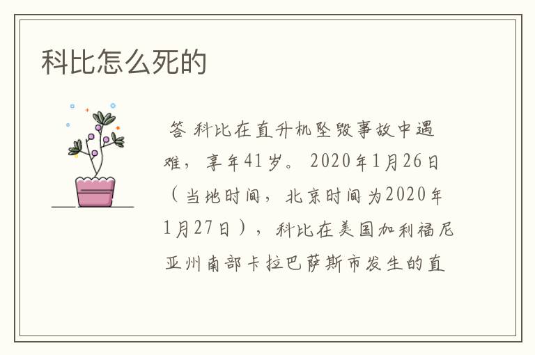 科比怎么死的