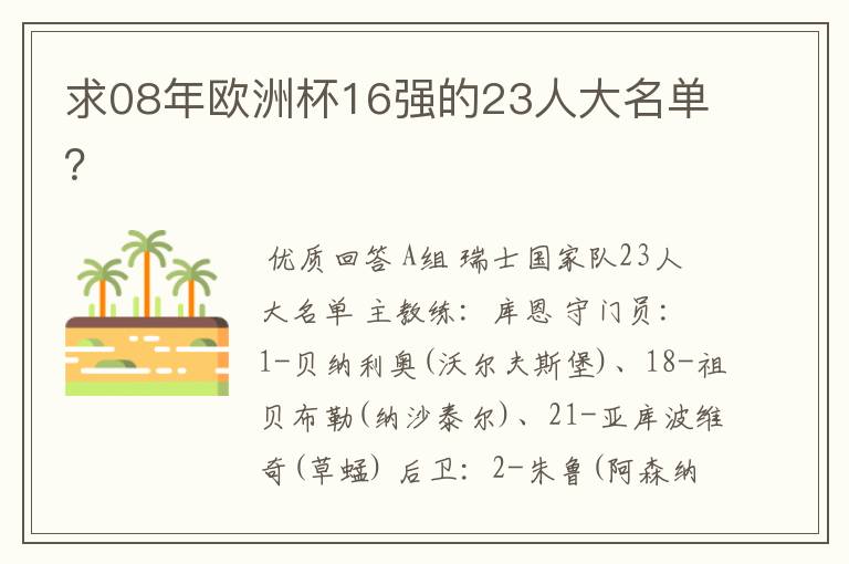 求08年欧洲杯16强的23人大名单?