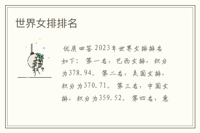 世界女排排名