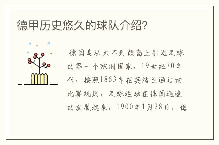 德甲历史悠久的球队介绍？
