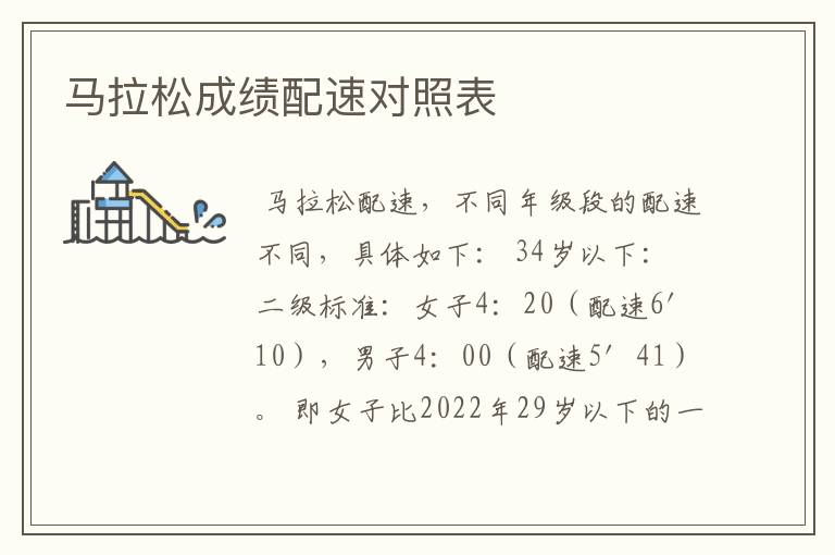 马拉松成绩配速对照表