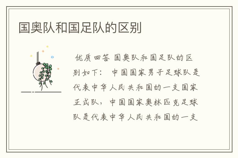 国奥队和国足队的区别
