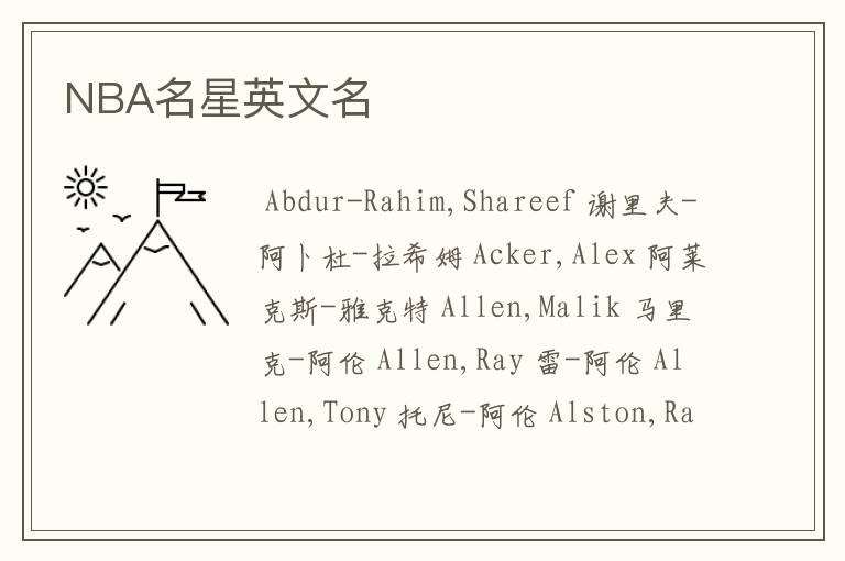 NBA名星英文名