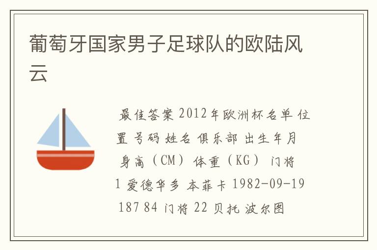 葡萄牙国家男子足球队的欧陆风云