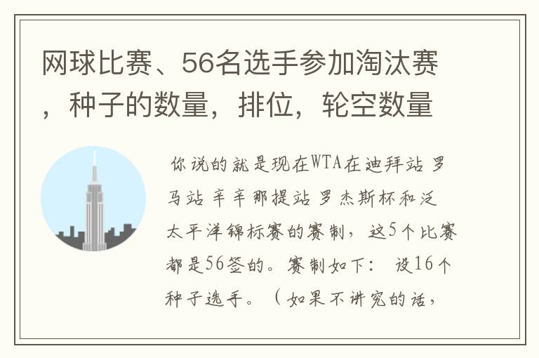 网球比赛、56名选手参加淘汰赛,种子的数量,排位,轮空数量,该怎样安排比赛~