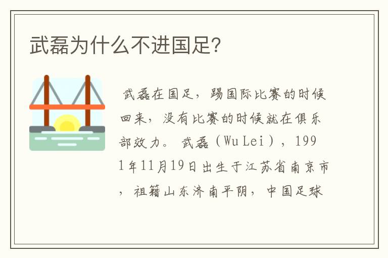 武磊为什么不进国足？
