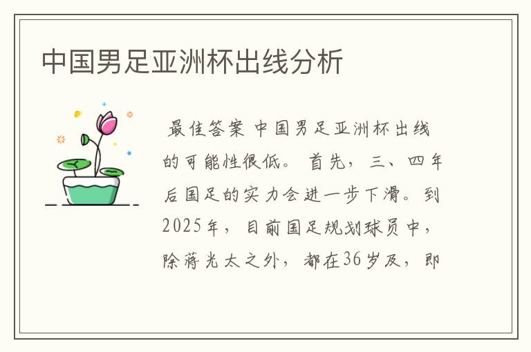 中国男足亚洲杯出线分析